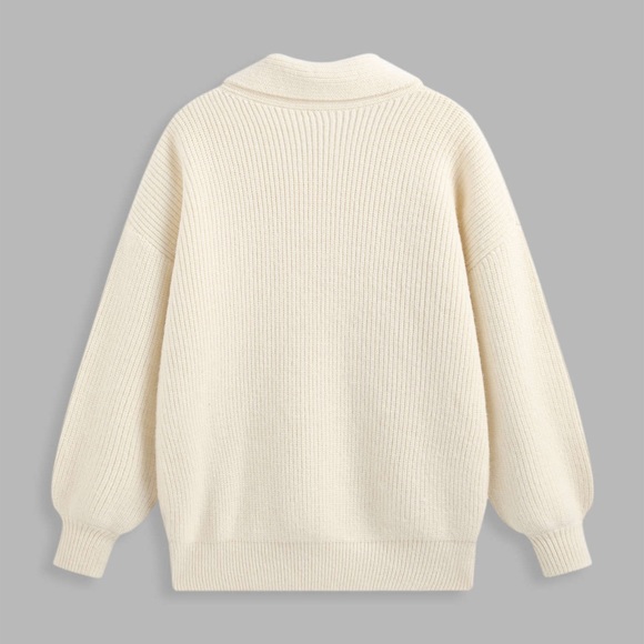 NWT Cider Solid Polo Button Up Rib Sweater, M - Picture 2 of 6